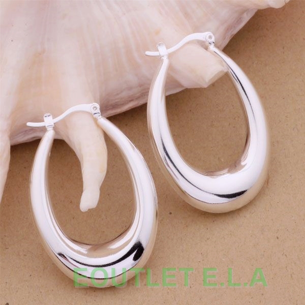 LARGE 46x31mm SILVER HUGGIE EARRINGS